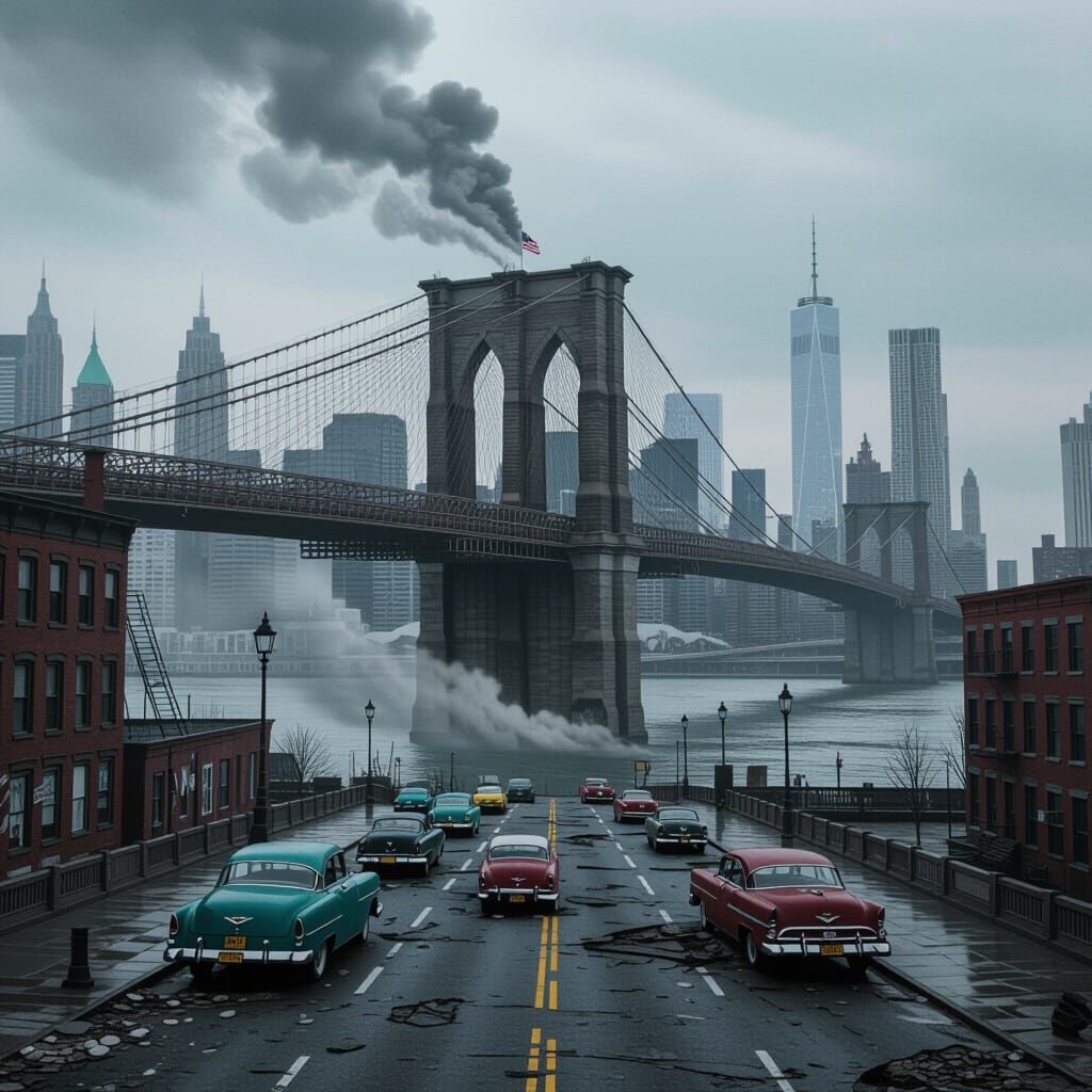 Post-Apocalyptic Brooklyn Bridge Digital Art