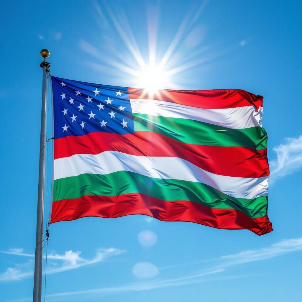 Vibrant National Flag Fluttering in Blue Sky