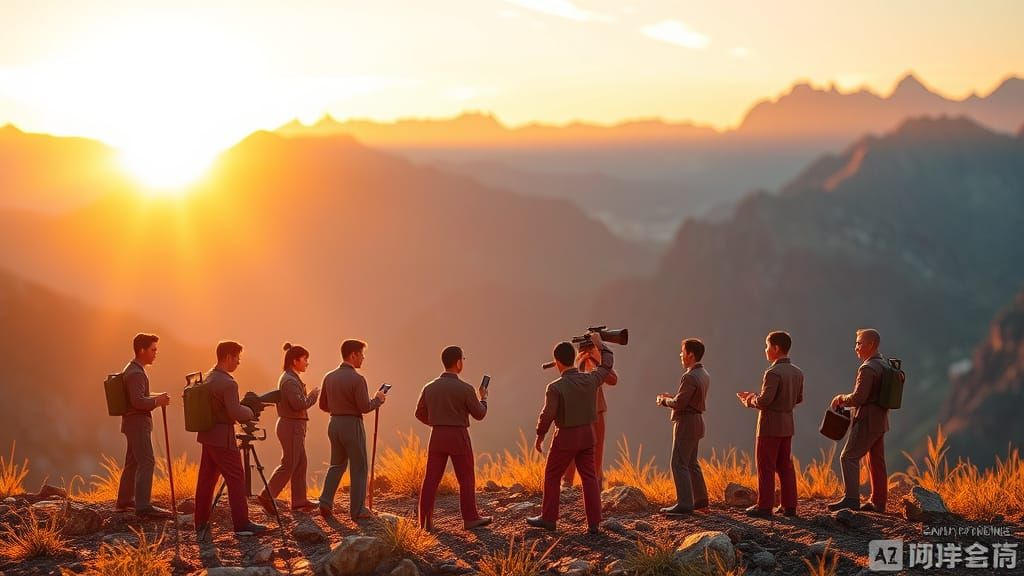 Origami Film Crew in Majestic Mountain Valley