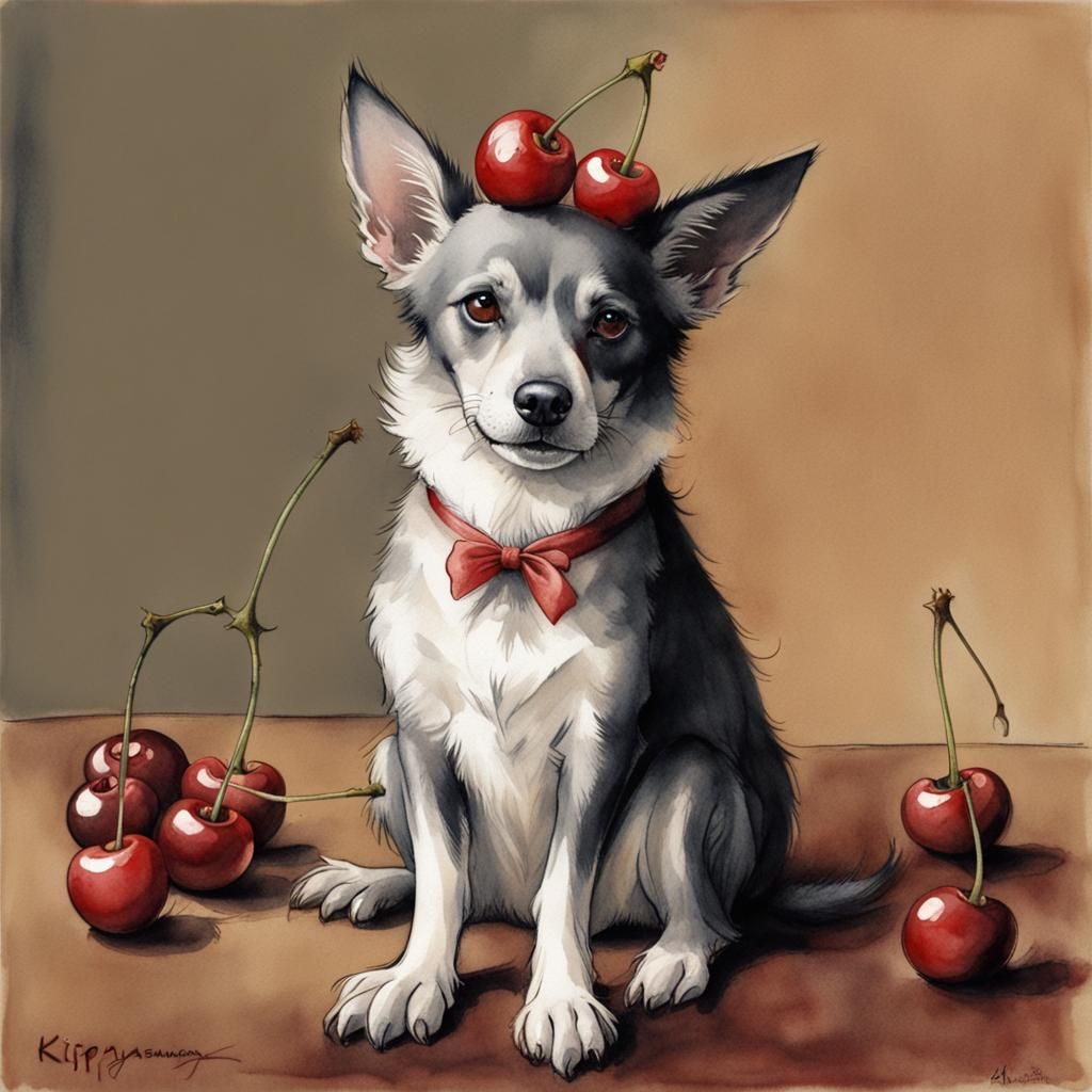 An Adorable Dog And Maraschino Cherries