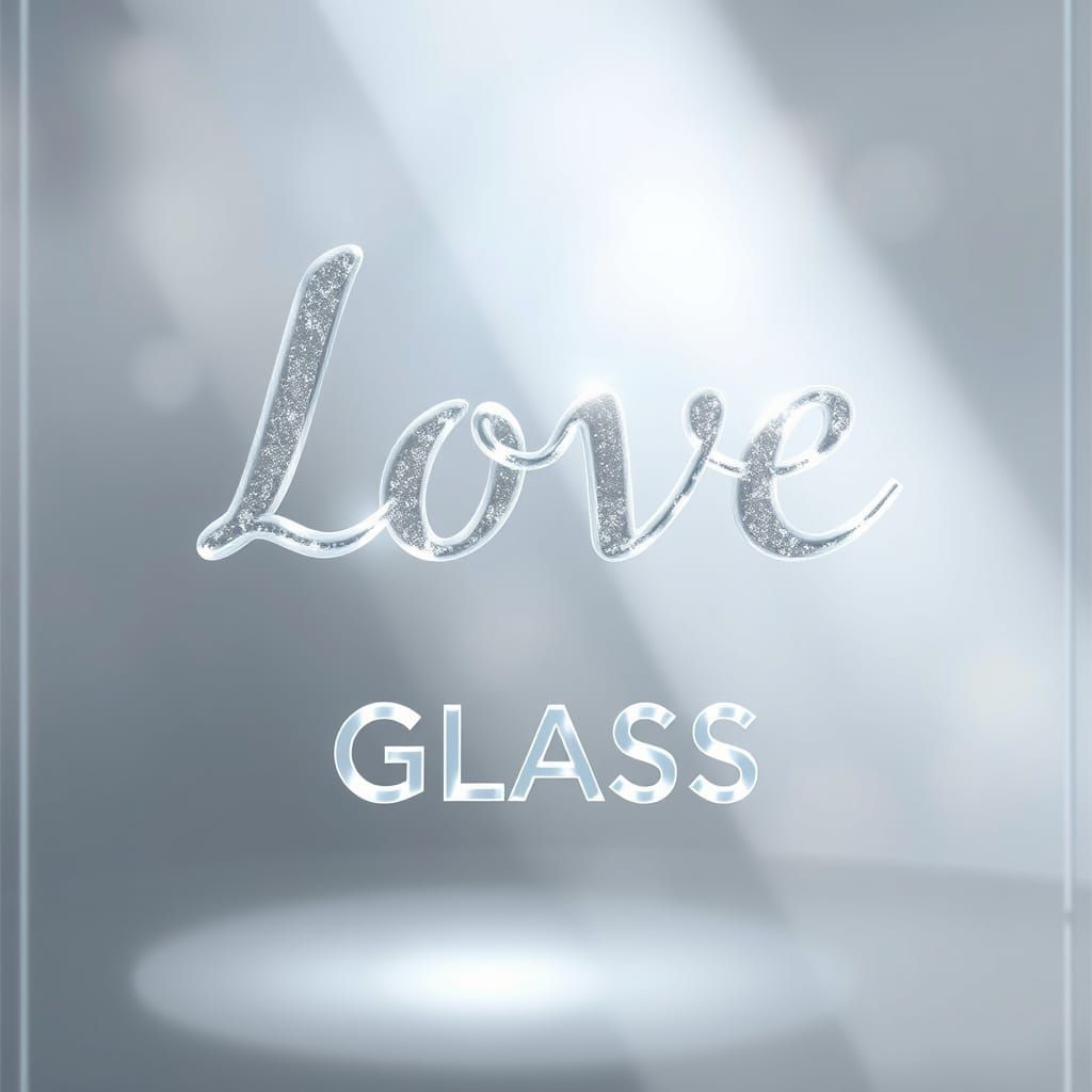 Elegant Cursive LOVE Glass Typography