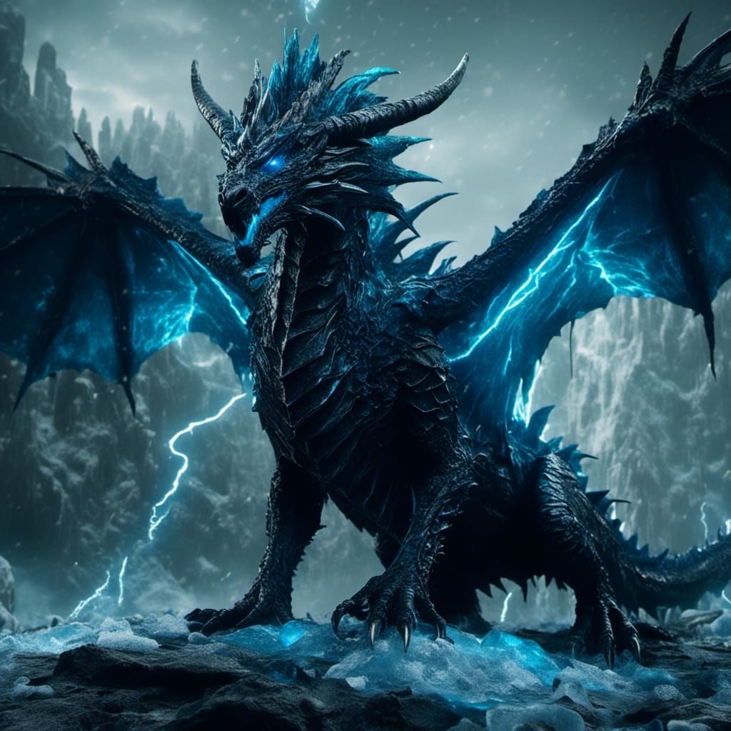 Fierce Black Dragon in Ice Kingdom