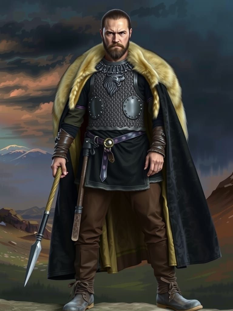 Fierce Viking King on Rocky Landscape