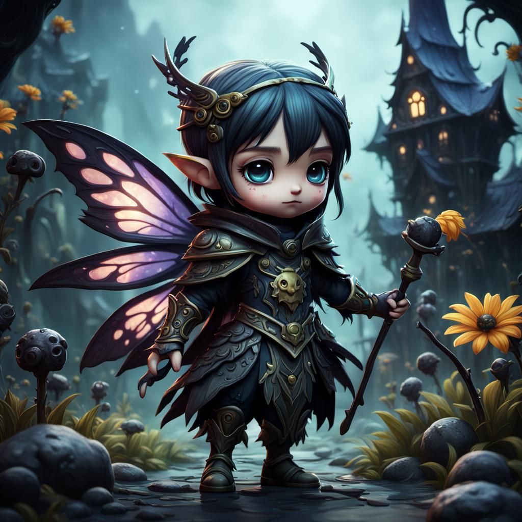 Chibi Fairy Black Plague in Detailed Matte Painting