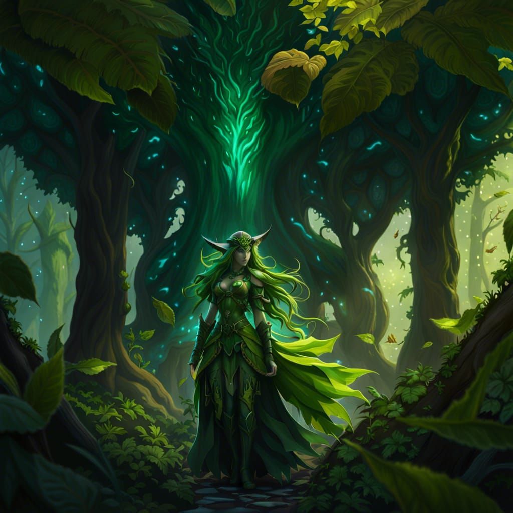Enchanting Dryad in Harmony with Nature: Splash Art