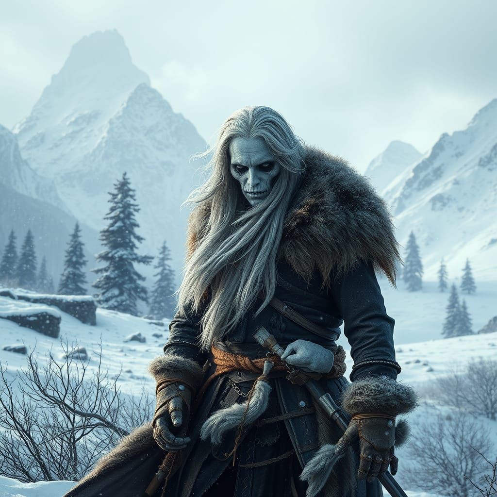 Heroic Undead Wanderer in Frosty Wilderness