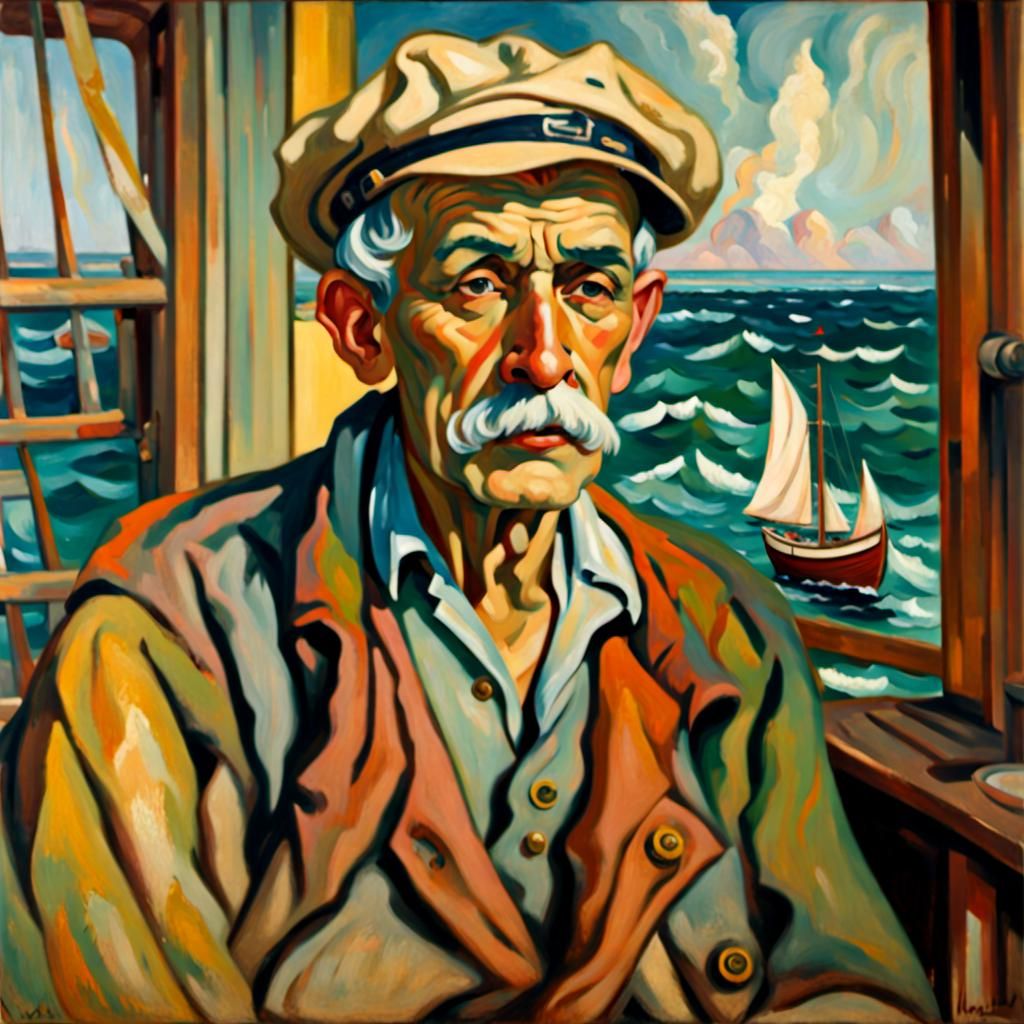 Old Sailor Portrait in Impressionistic Style