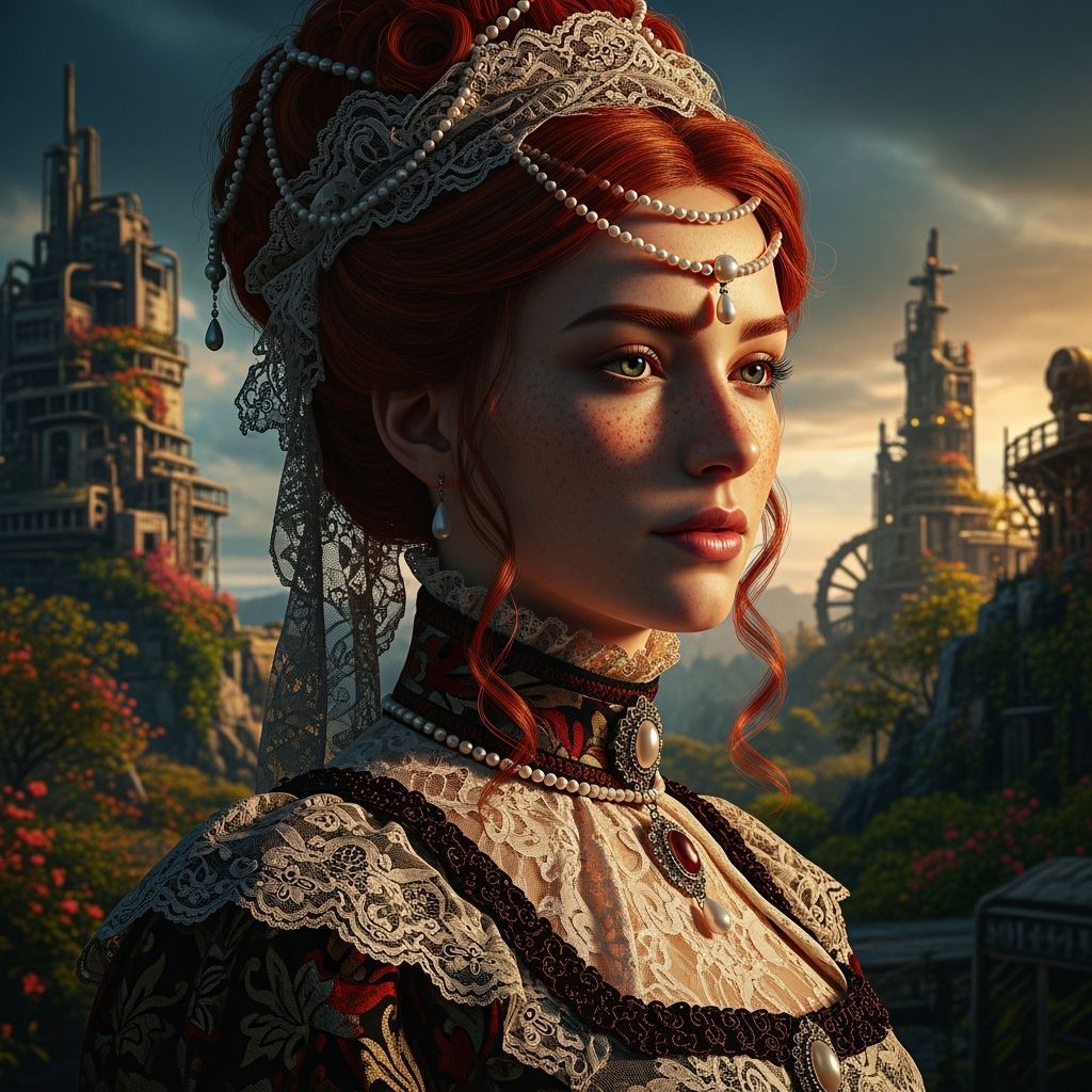 Victorian Redhead Portrait in Hyperrealistic Style