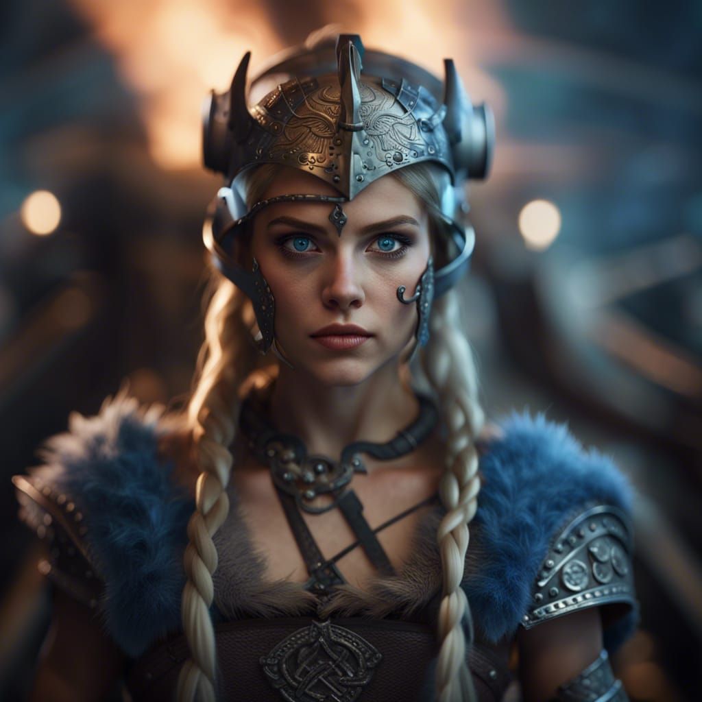 Viking Girl in Battle Armor, 8k Render