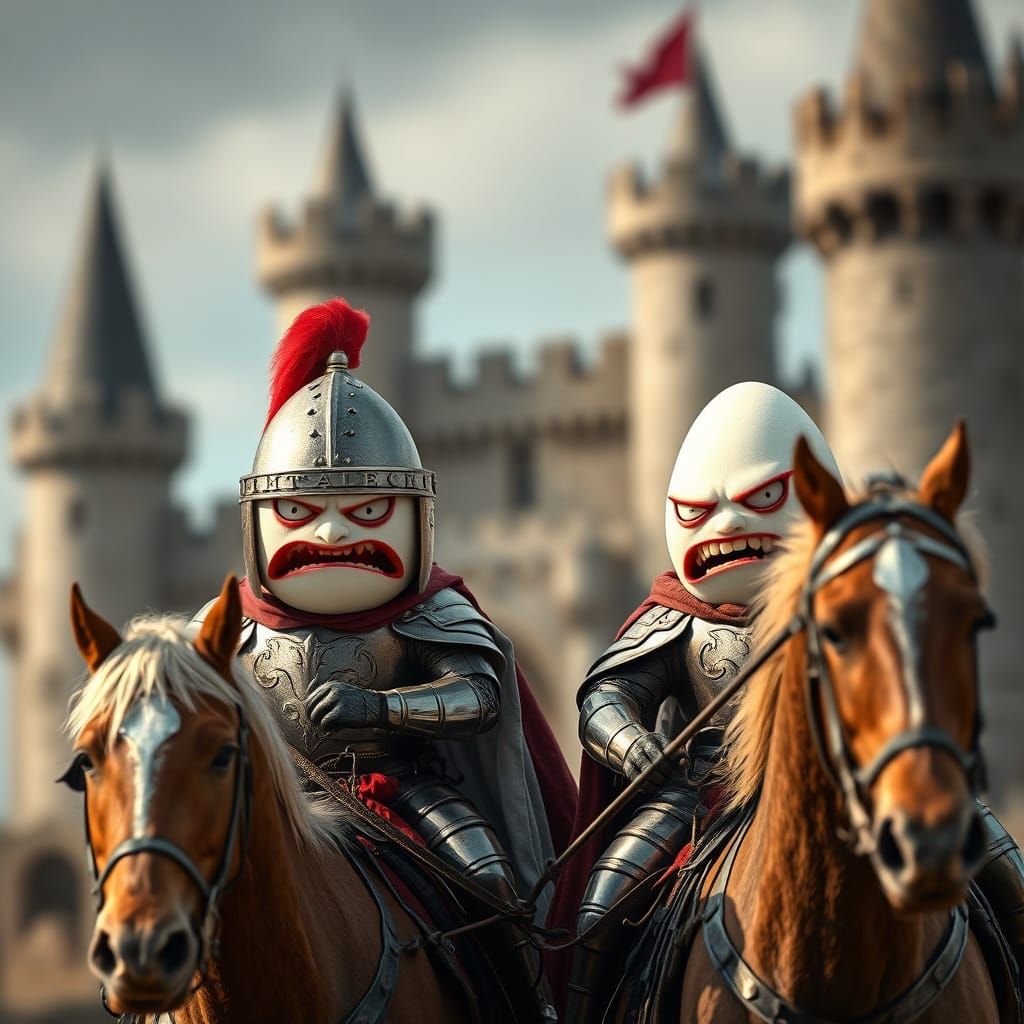 Eggs Jousting in Medieval Armor, Professional Photography