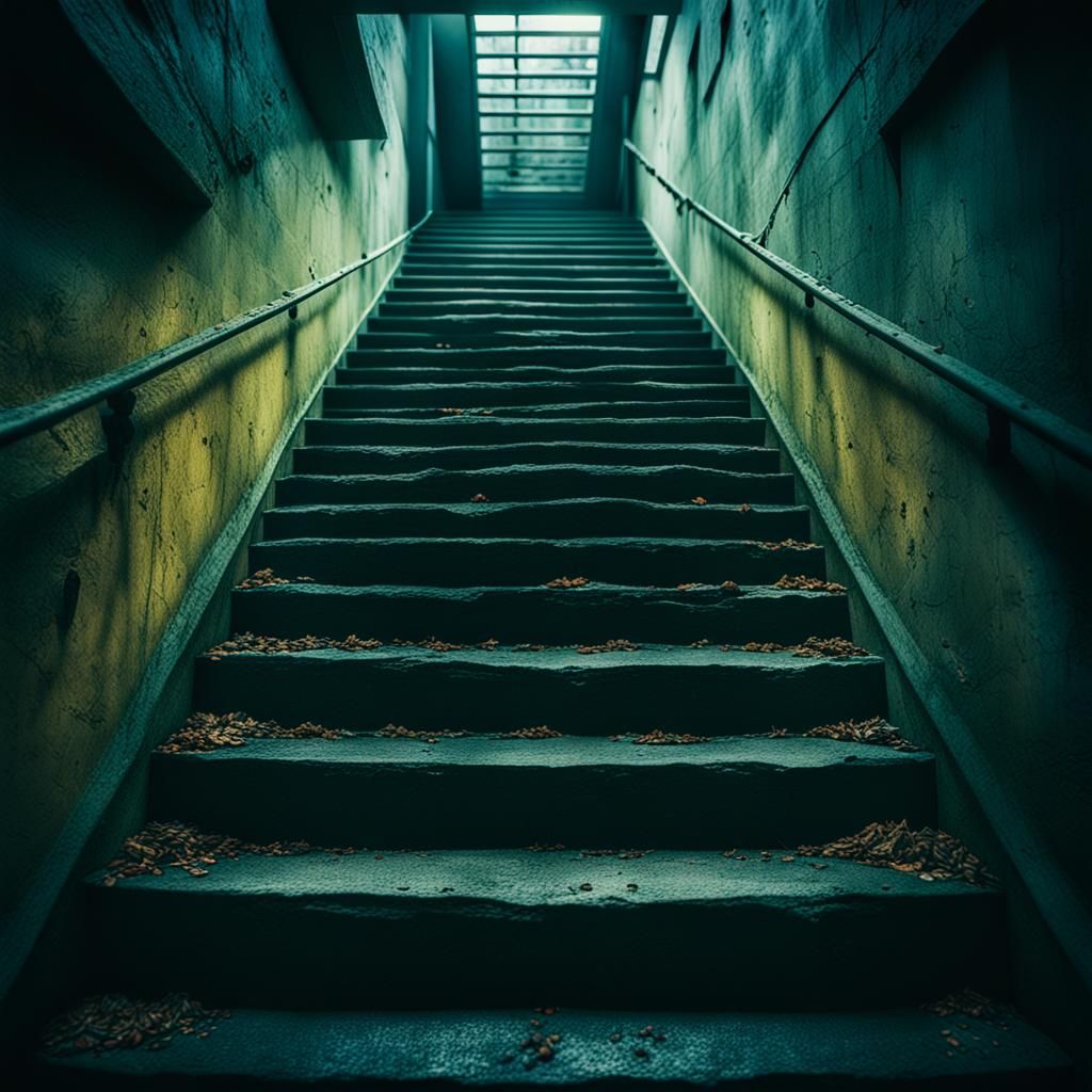 Abstract Spooky Liminal Staircase in Cinematic Style