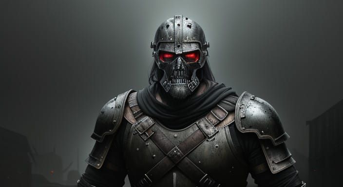 Gritty Gladiator in Dark Industrial Arena