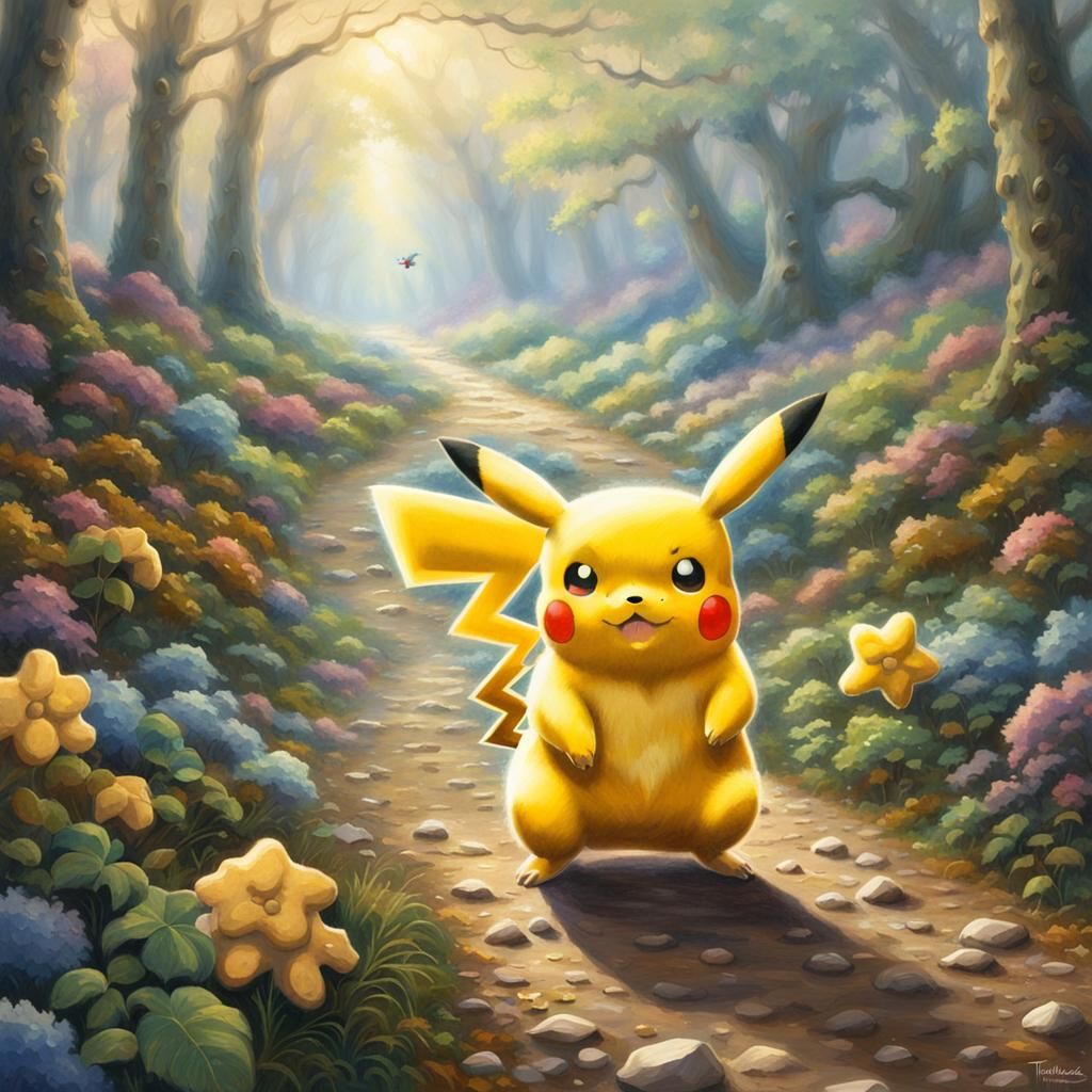 Pikachu Selling Cookies on Hiking Trail
