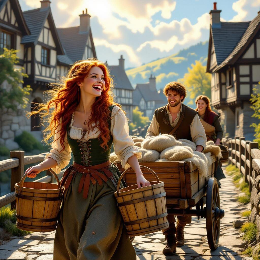 Joyful Scottish Morning Medieval Scene