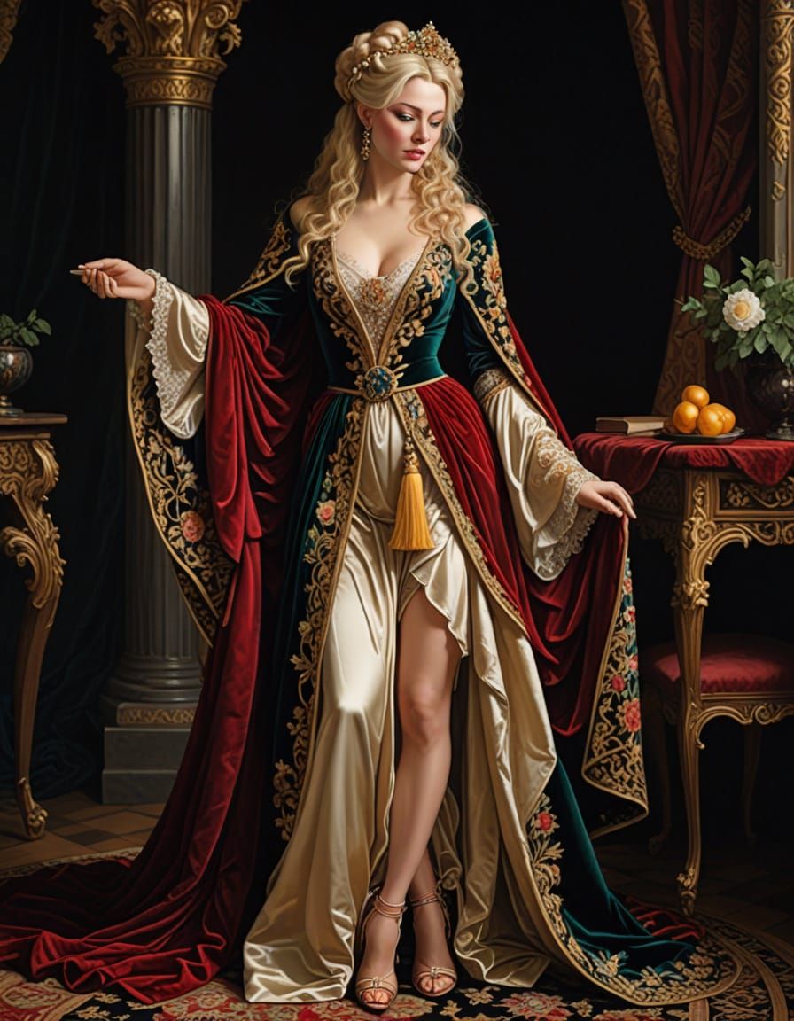 Renaissance Noblewoman With Elaborate Haircut