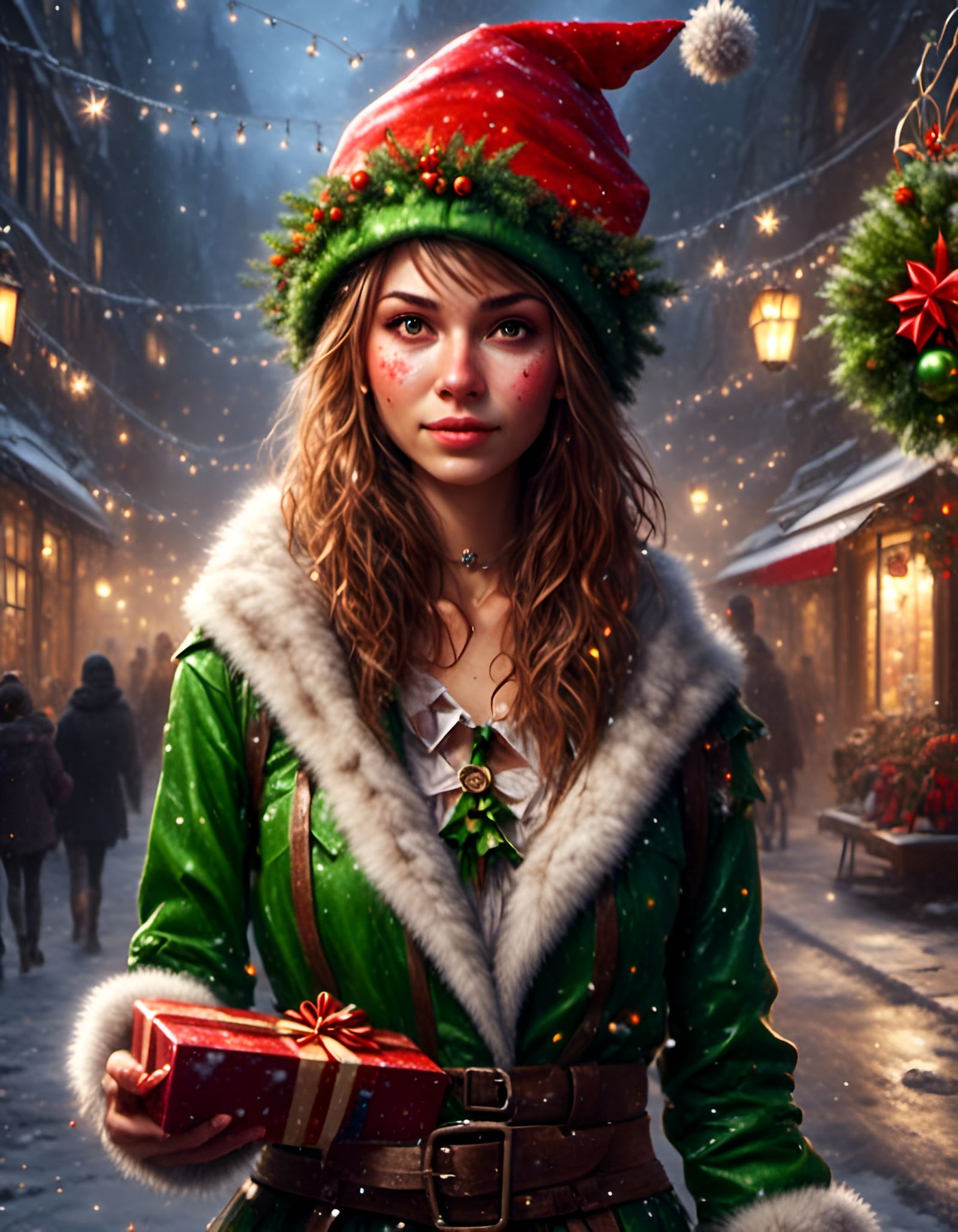 Christmas Elf in Hyper-Realistic Bronzepunk Comic Art