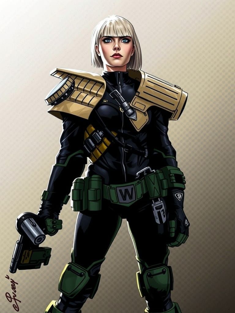 Judge Cassandra Anderson in Iconic Blue and Black Judge Armo...