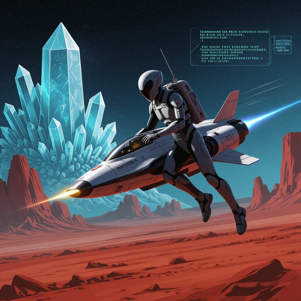 Alien Pilot on Robotics Spacecraft, Futuristic Concept Art