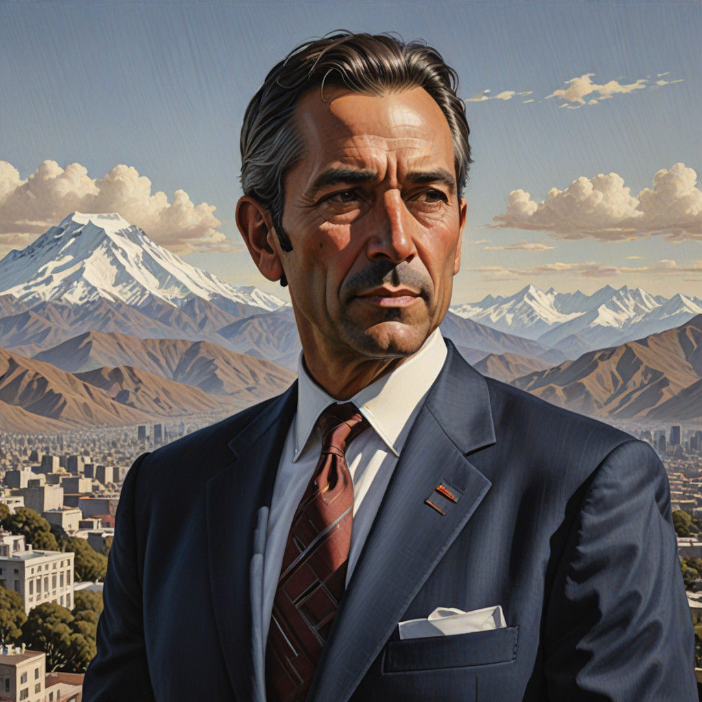 Photorealistic Portrait of a Chilean Man in a Navy Suit