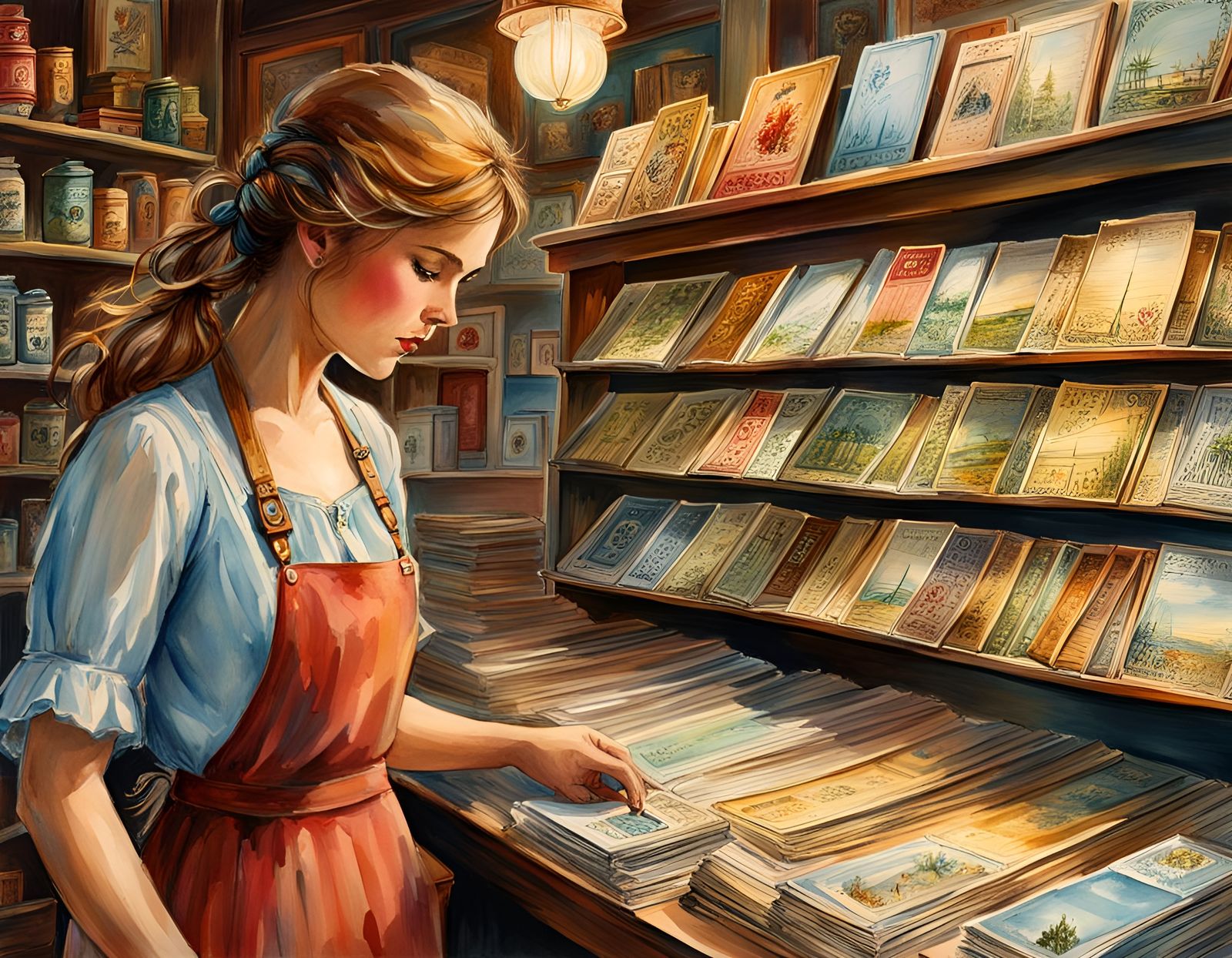 Country Store Postcards in Loose Watercolor Style