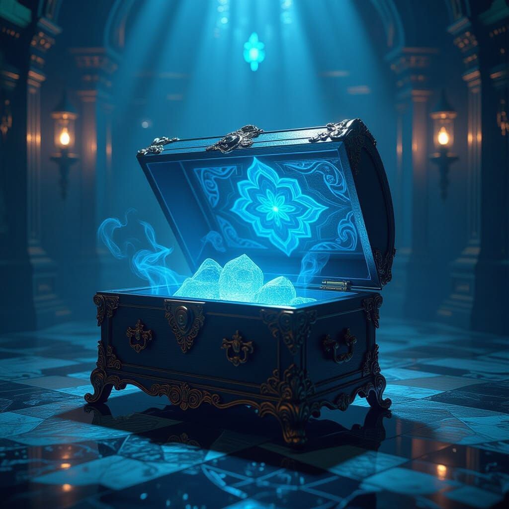 Ethereal Chest with Abstract Shapes and Glow