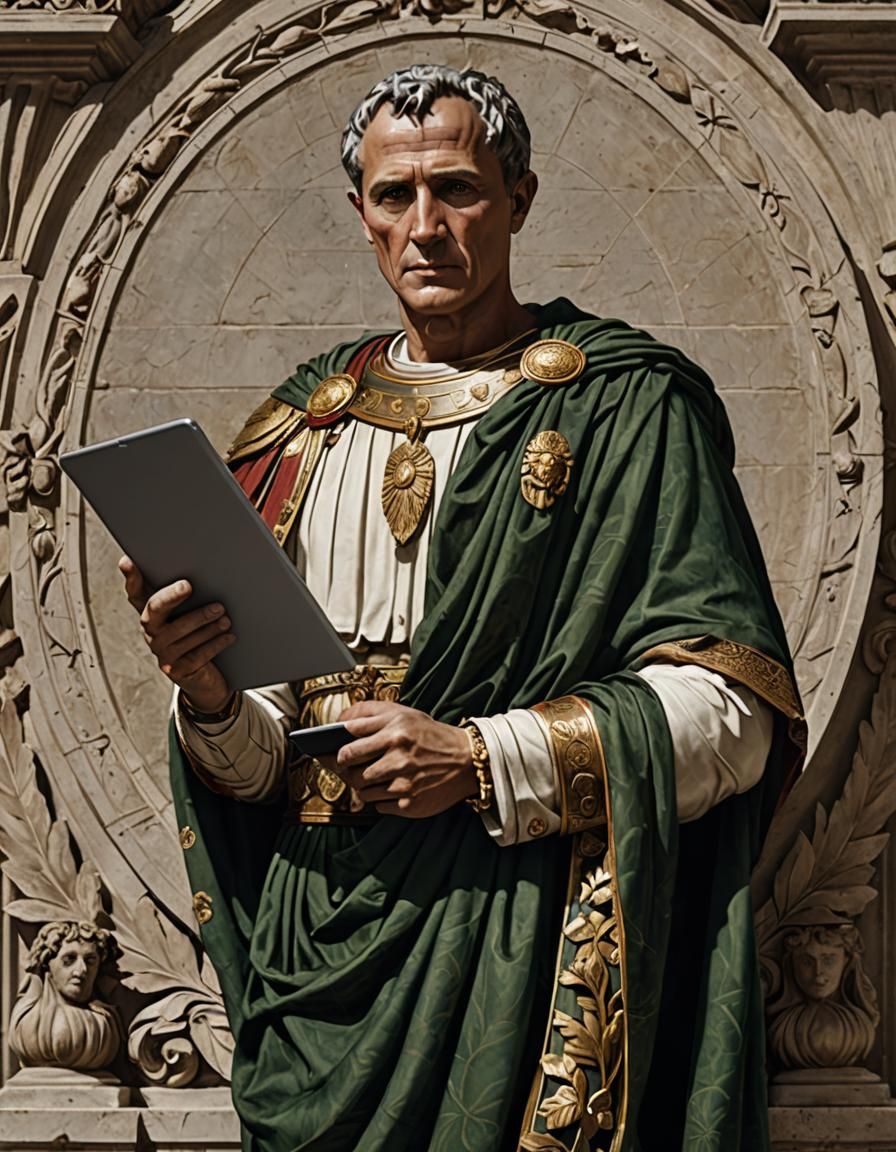 Julius Caesar Views Tablet in Full Dress