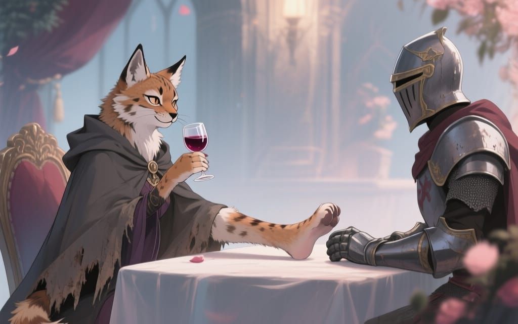 Romantic Lynx and Knight Date in Anime Style