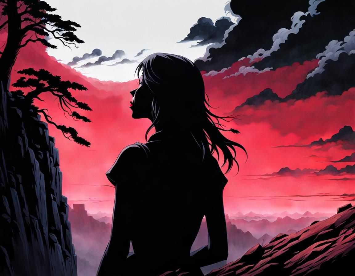 The girl contemplating a sea of clouds : a breeze sweeps away the past