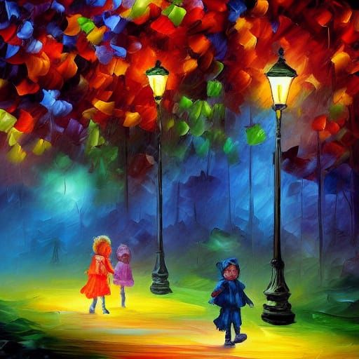 Halloween Children Trick-or-Treating in Dreamcore Style