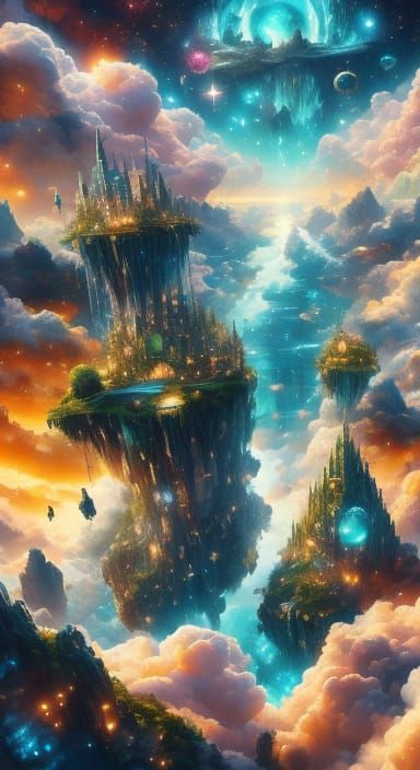 <lora:Flying heaven v2:1.0> Digital art, wallpaper, architec...