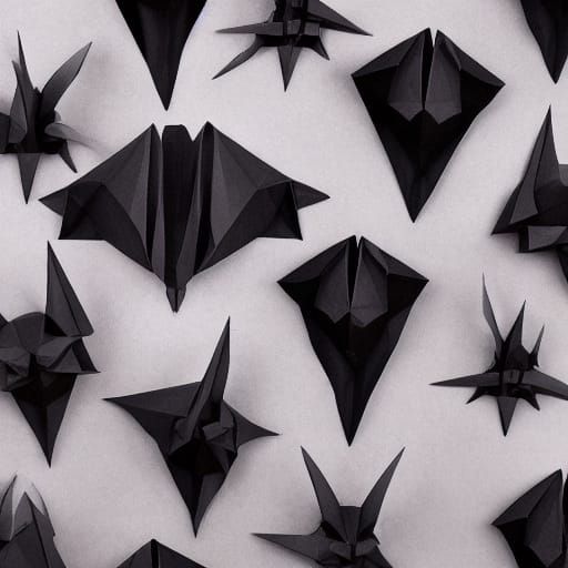 Dark Fantasy Origami Vampire Bats in Watercolor