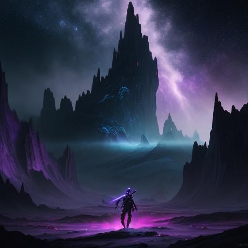 Heroic Space Ranger in Dark Fantasy Galaxy