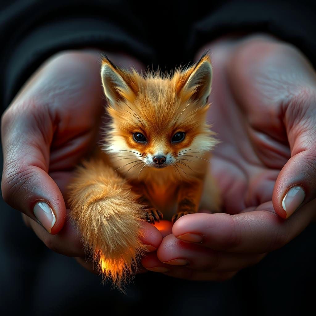Golden Fox Creature with Glowing Fur