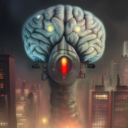 Monster-Brain Robot Rampages Through New York: Digital Art