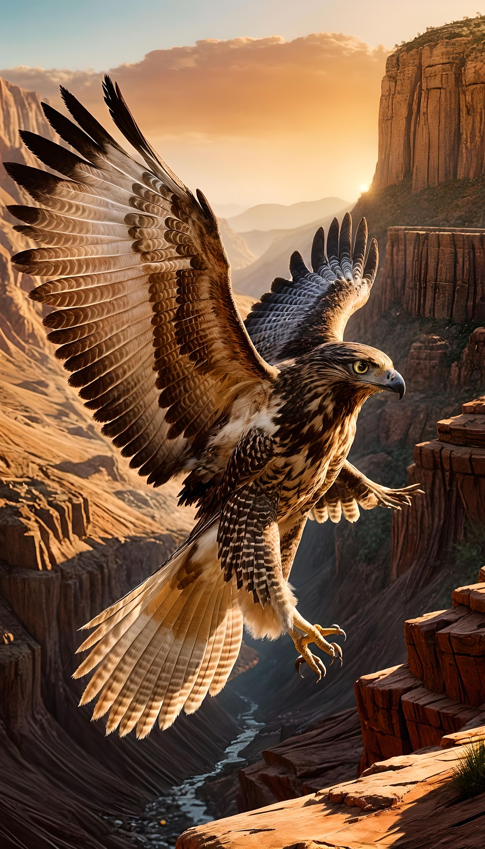 Red-Tailed Hawk: 3D Digital Art in Pixar Style