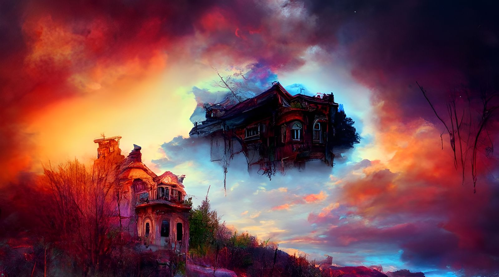 Post-Apocalyptic Victorian Manor at Sunset