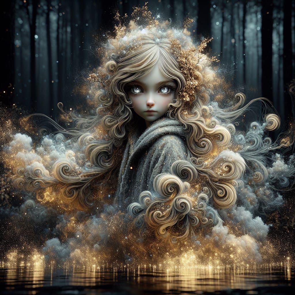 Mystical Smoke Girl in Enchanted Forest