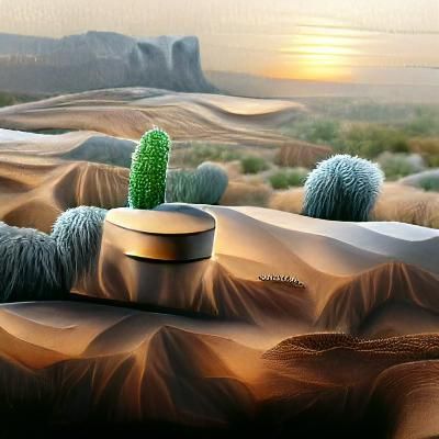 Desert Cactus Sunrise: A Matte Painting