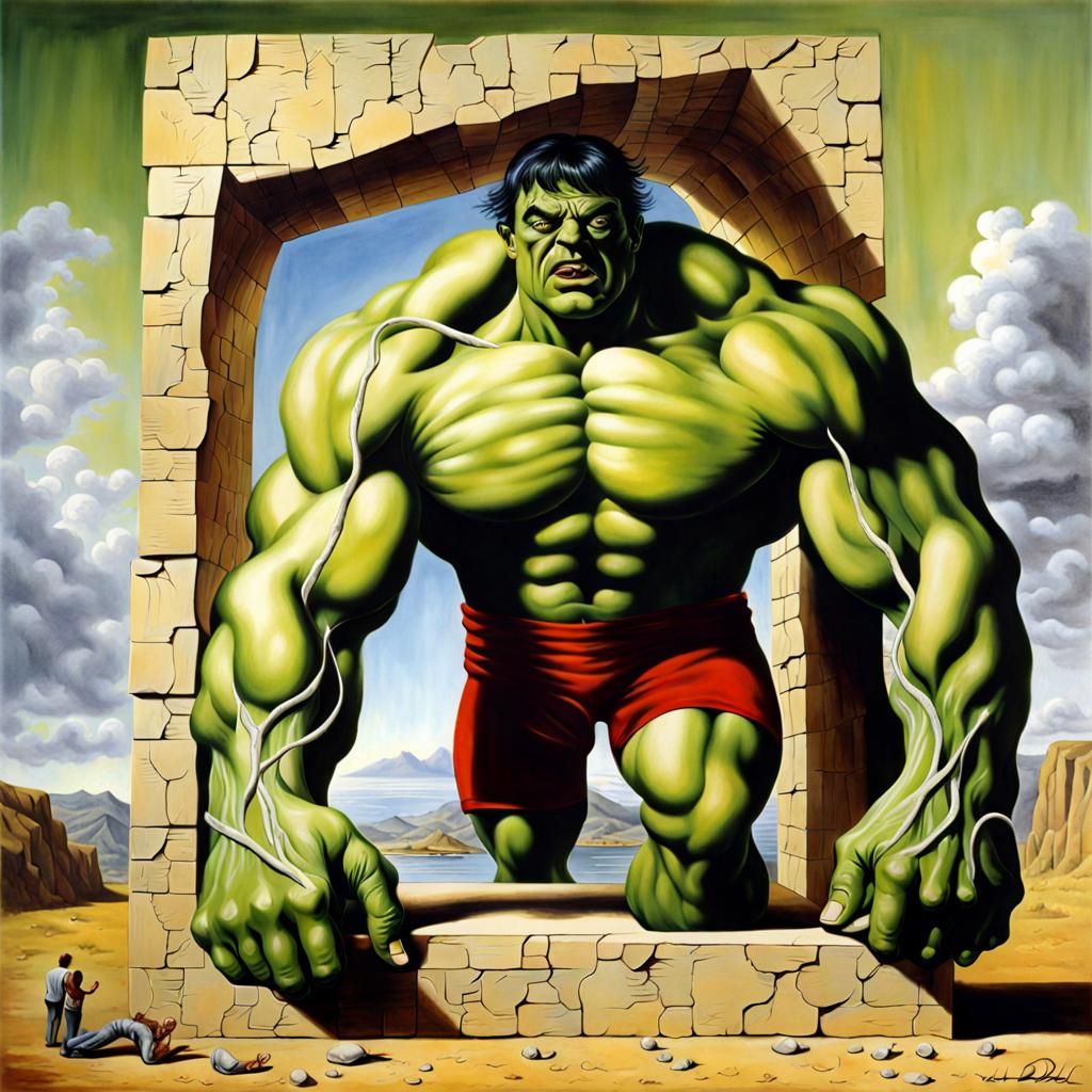 Incredible Hulk Trompe-l'oeil in Surrealist Style