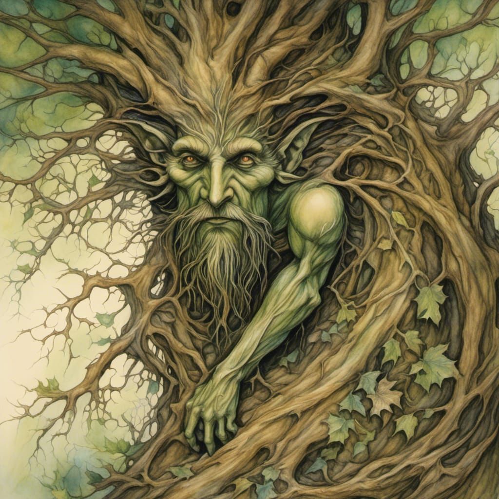 Green man emerging