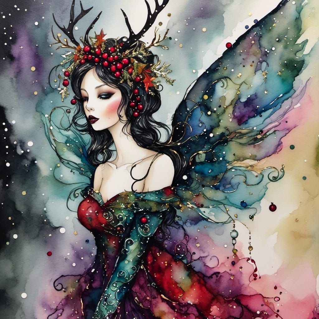 Christmas Angel Optical Illusion with Alcohol Inks