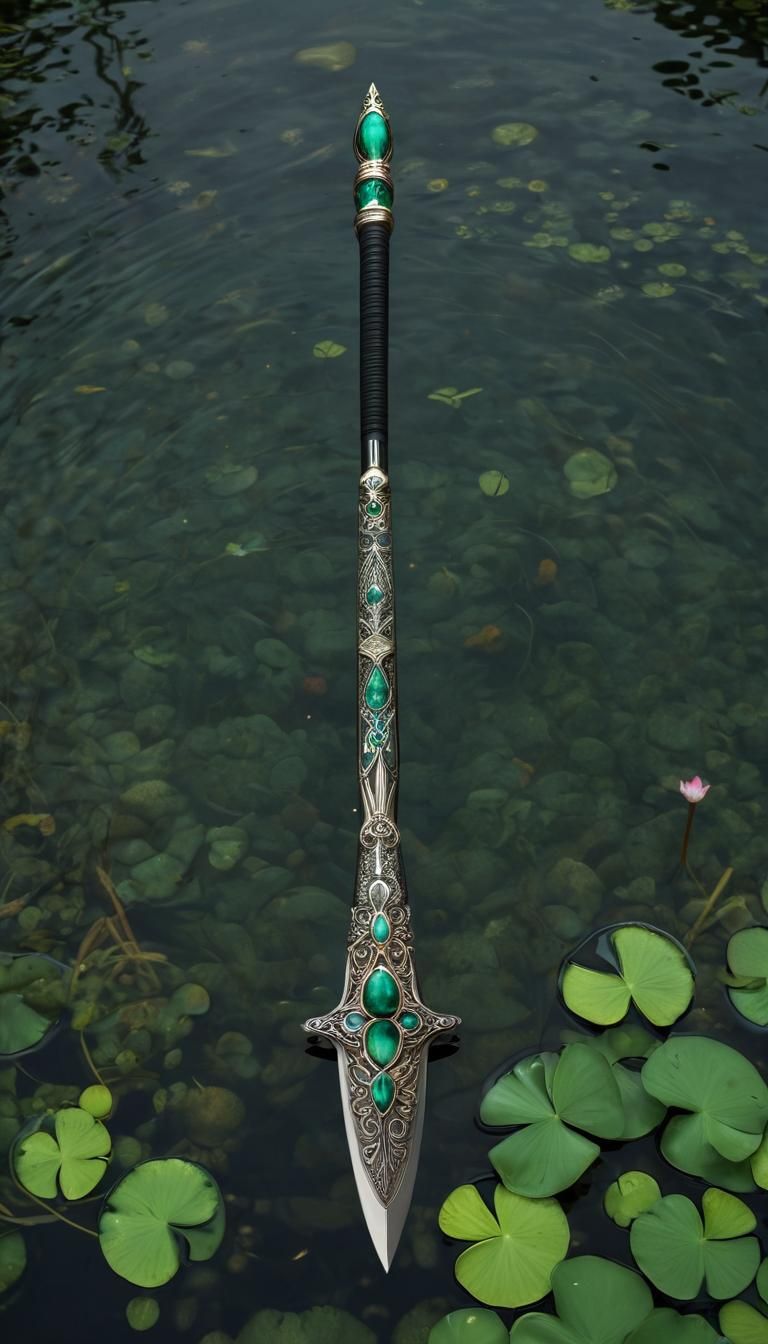Ornate Malachite Mace with Lily Pads and Carvings