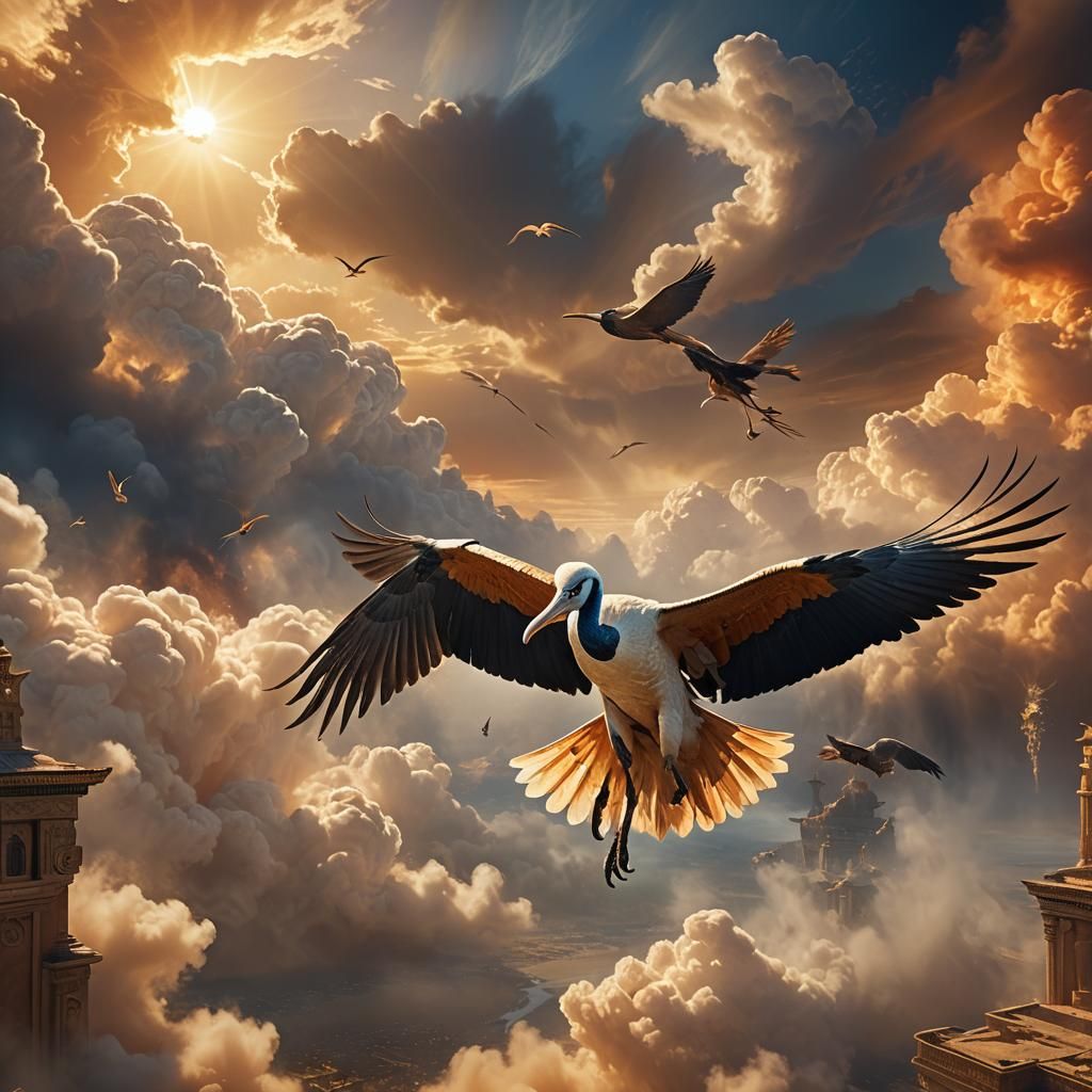 Thoth as an Ibis in Mystical Flight