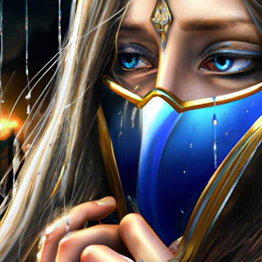 Crying Masked Person in Hyperdetailed Portrait