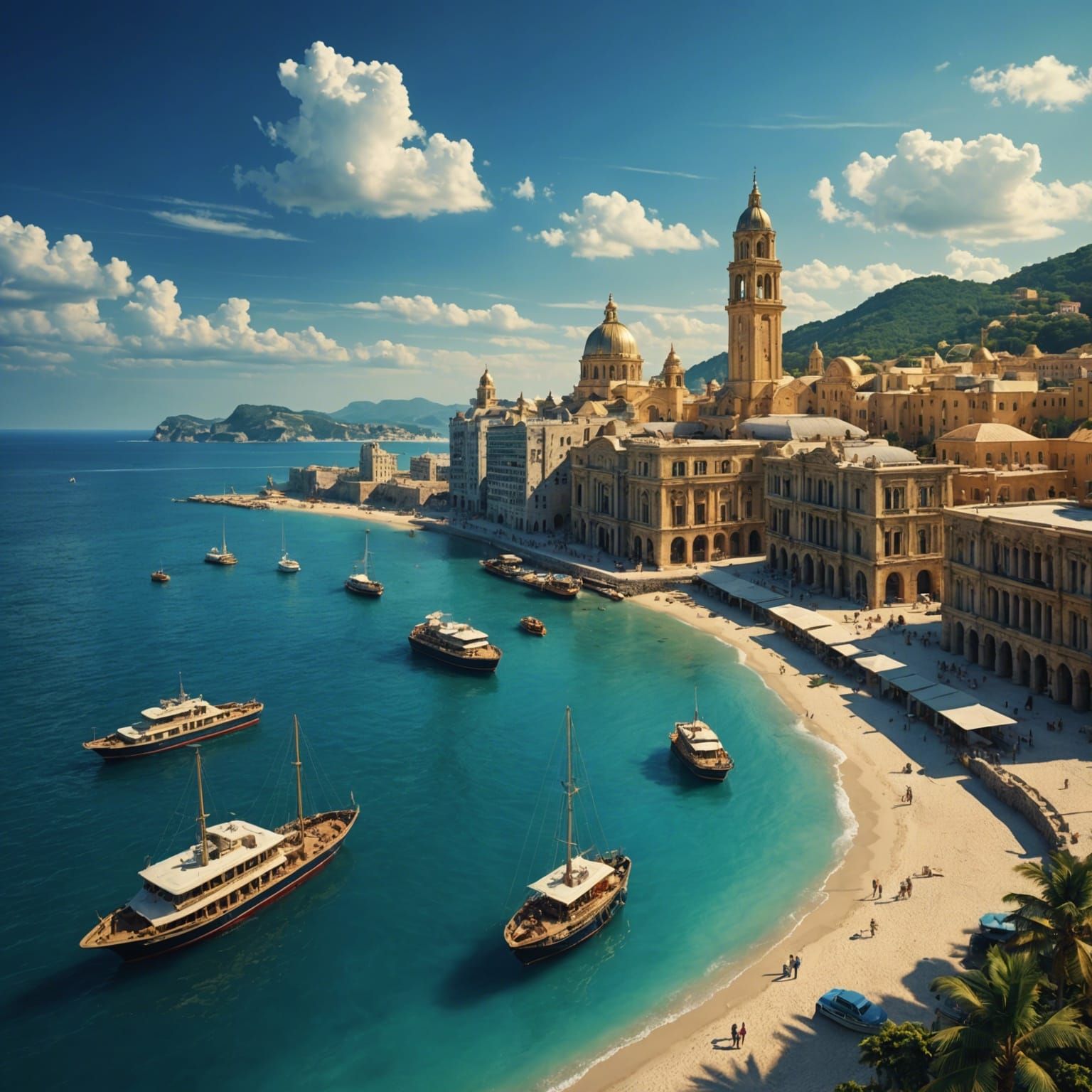 Golden Coastal City: A Fantasy Civilization