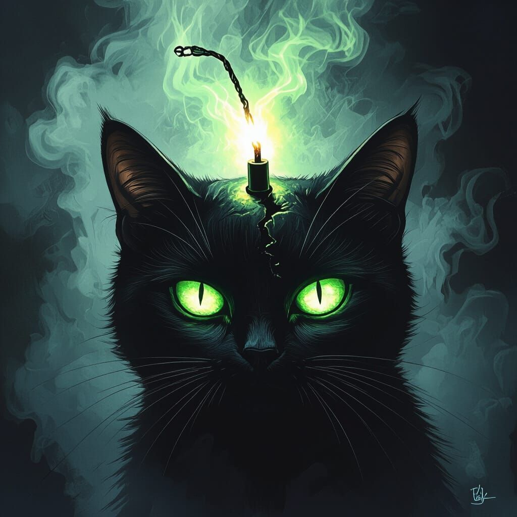 Grotesque Cat Bomb Art in Giger Beksiński Style