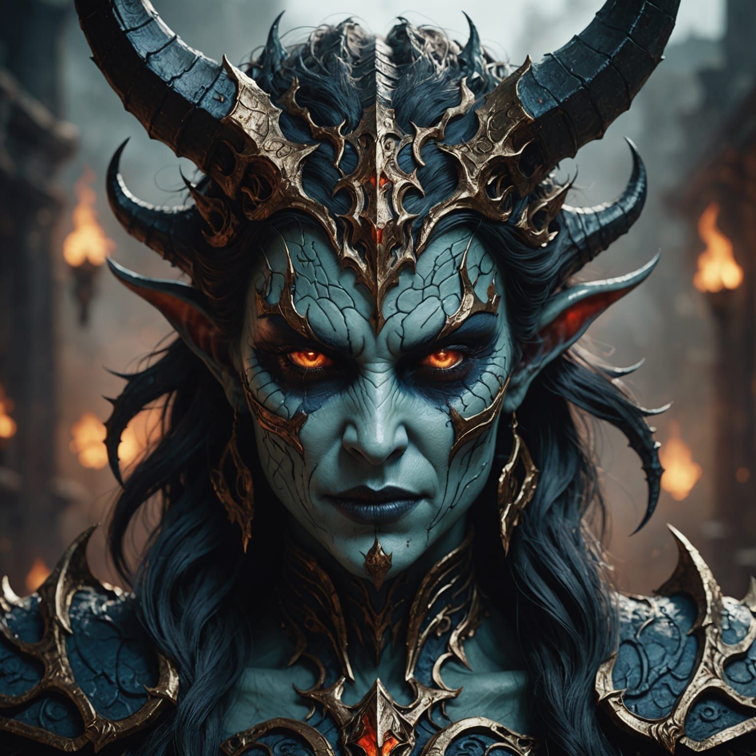 Detailed Demon Woman Portrait in Unreal Engine