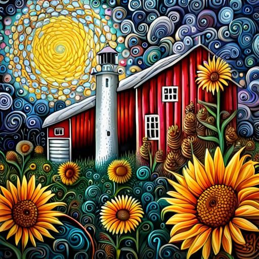 Fantasy Garden Painting in Mixed Media Style