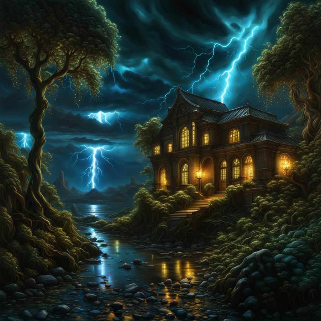 Bioluminescent Storm: A Hyperrealistic Digital Masterpiece