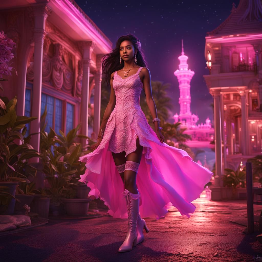 Pink Dress on Daytona Beach: Fantasy Concept Art